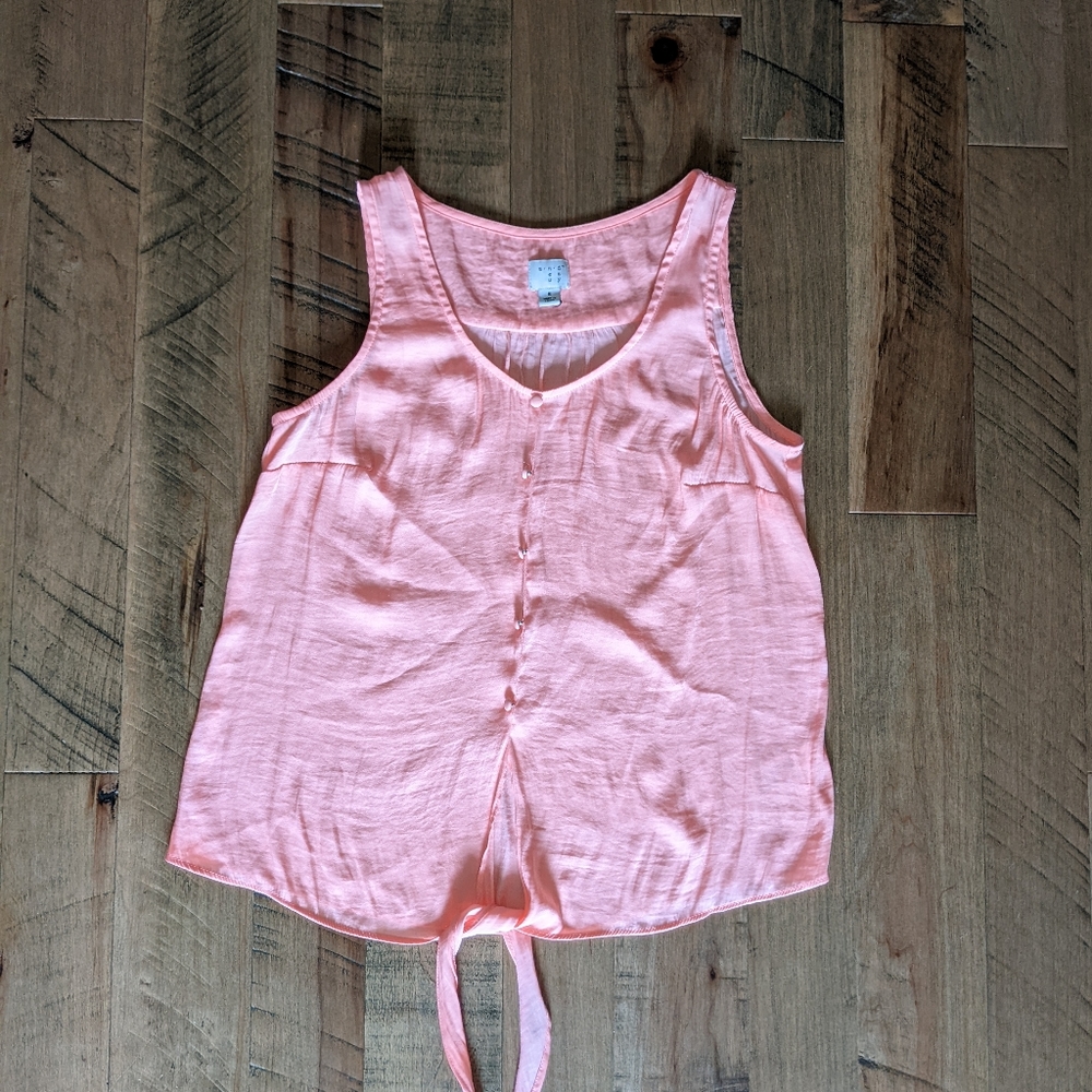 Tie front silky top